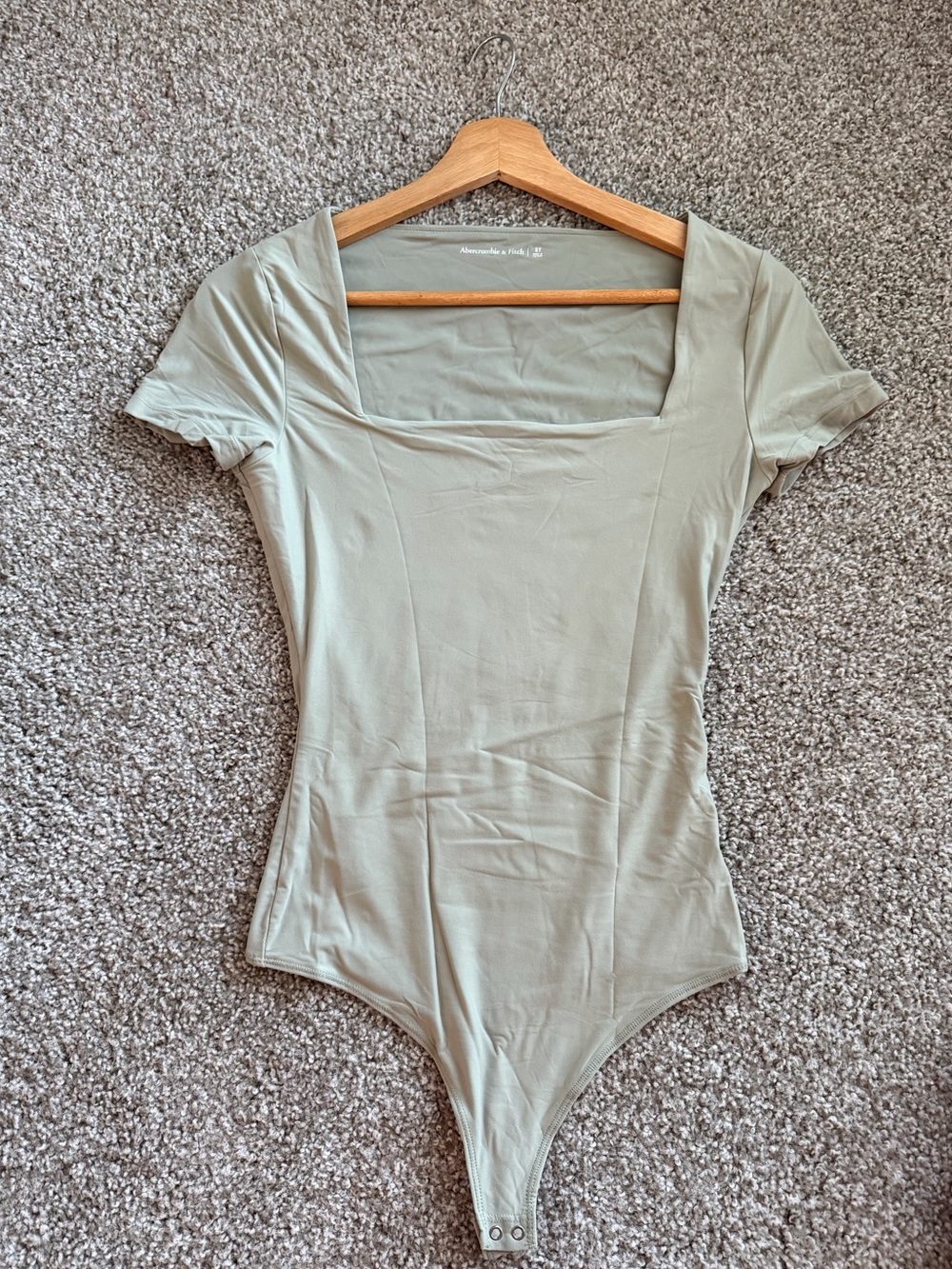 Abercrombie & Fitch Sage Square Neck Short-Sleeve Bodysuit